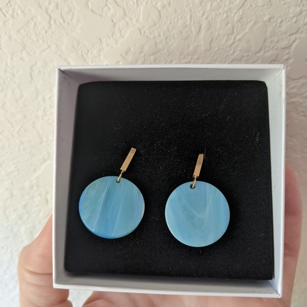 Looks Like Summer Blue Acrylic & Gold Earrings